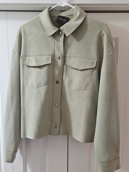 Truth Jackets & Blazers - Truth Women's Sage Green Button-Front Utility Jacket